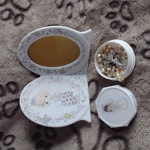 Precious Moments First Holy Communion Rosary and Picture Frame gently used